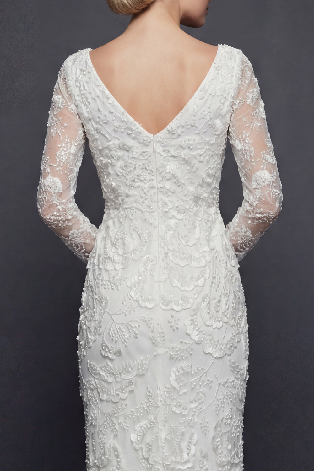 Sparkly White V-Neck Beaded Appliqued Maxi Mermaid Floral Boho Wedding Dress