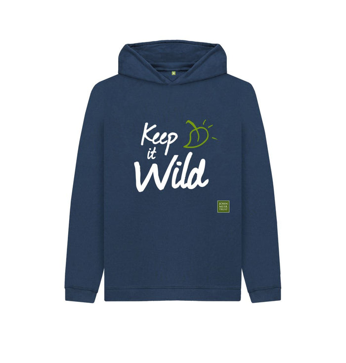 Navy Blue Keep it Wild Kid's Hoodie - Leaf