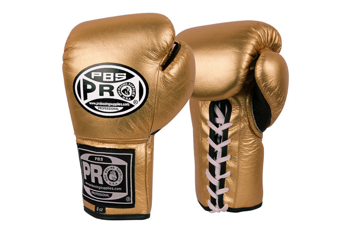 ProBoxing® Official Pro Fight Lace-Up Gloves - Metallic Gold