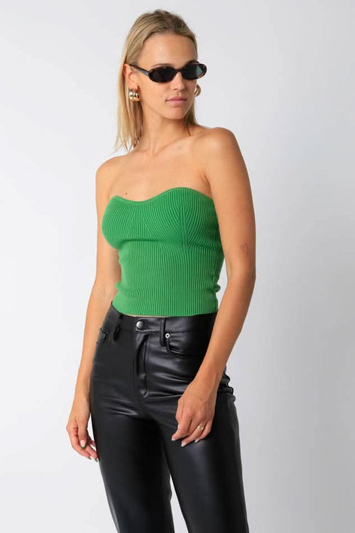 Leah Green Ribbed Tube Top