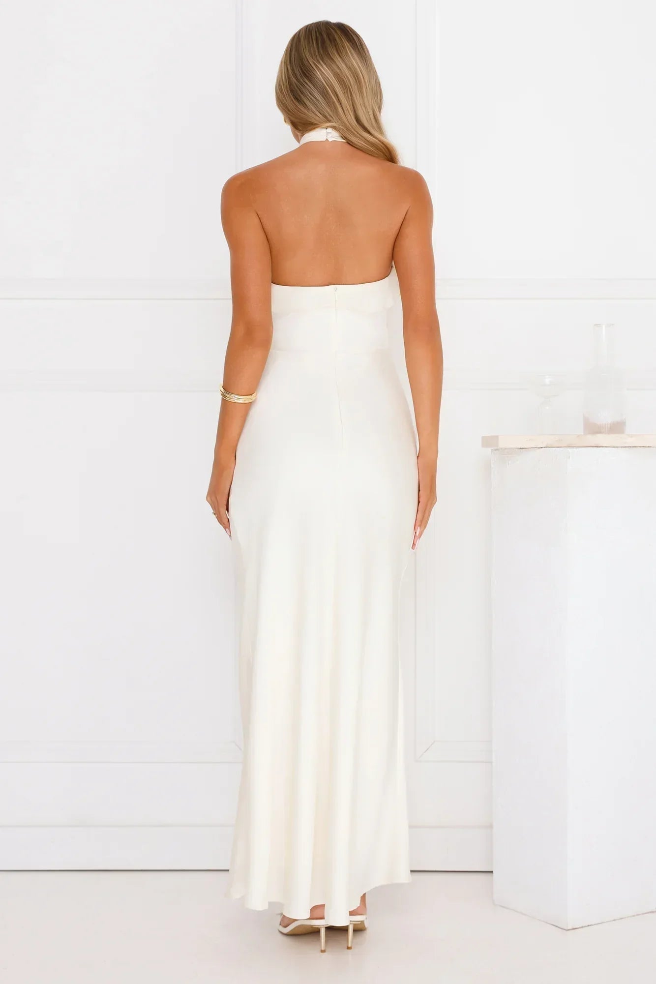 Luxora Lady Halter Satin Maxi Dress