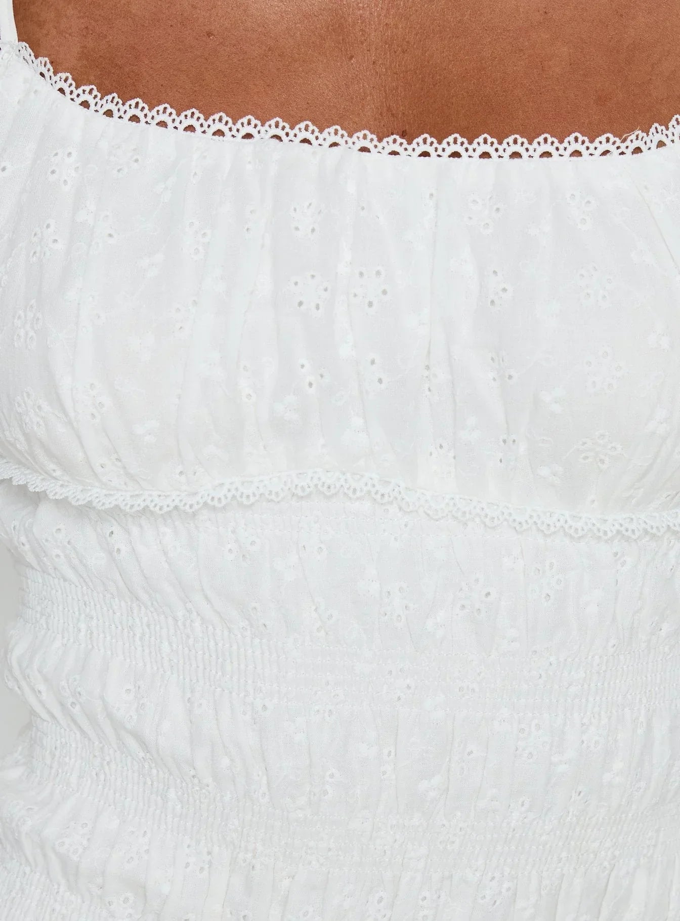 Klarena Shirred Mini Dress White