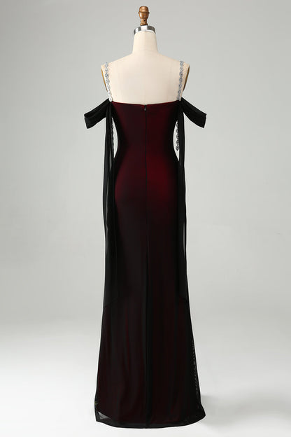 Mermaid Black Red Mermaid Cold Shoulder Long Bridesmaid Dress