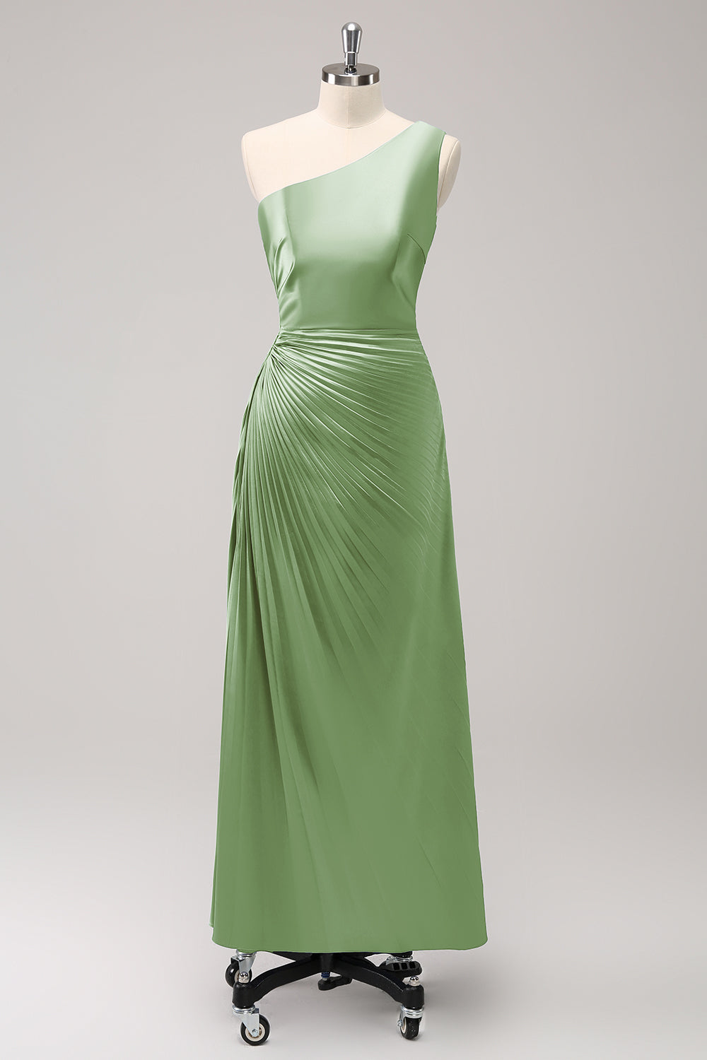 Blue One Shoulder Satin A-Line Long Bridsmaid Dress