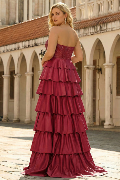 Sparkly Green A Line Plus Size Tiered Long Corset Prom Dress with Ruffles