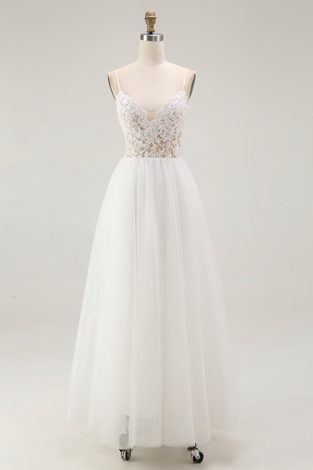 Plus Size Lace White A Line Tulle Tea Length Graduation Dress