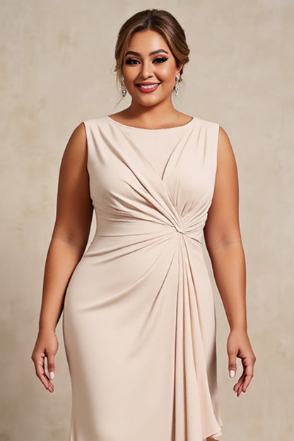 Apricot Plus Size Chiffon Long Mother of the Bride Dress with Ruffles