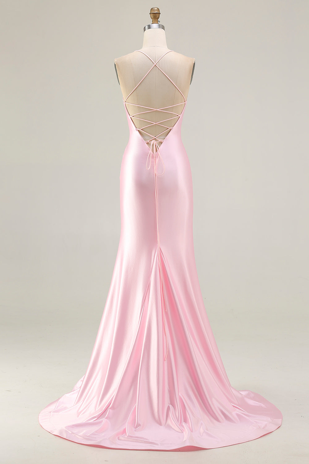 Sparkly Pink Plus Size Corset Mermaid Long Prom Dress with Slit
