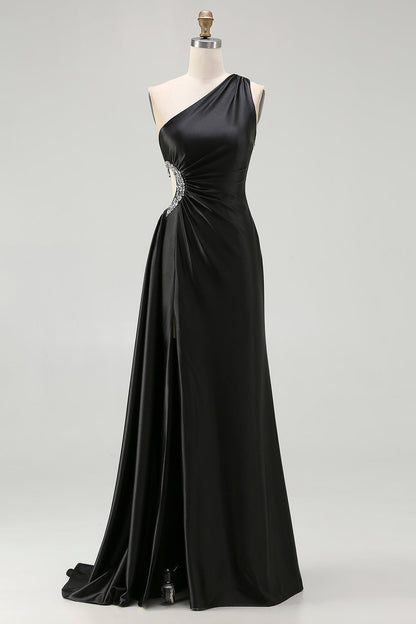 Sparkly Black Plus Size Long Cut Out Prom Dress with Rhinestones