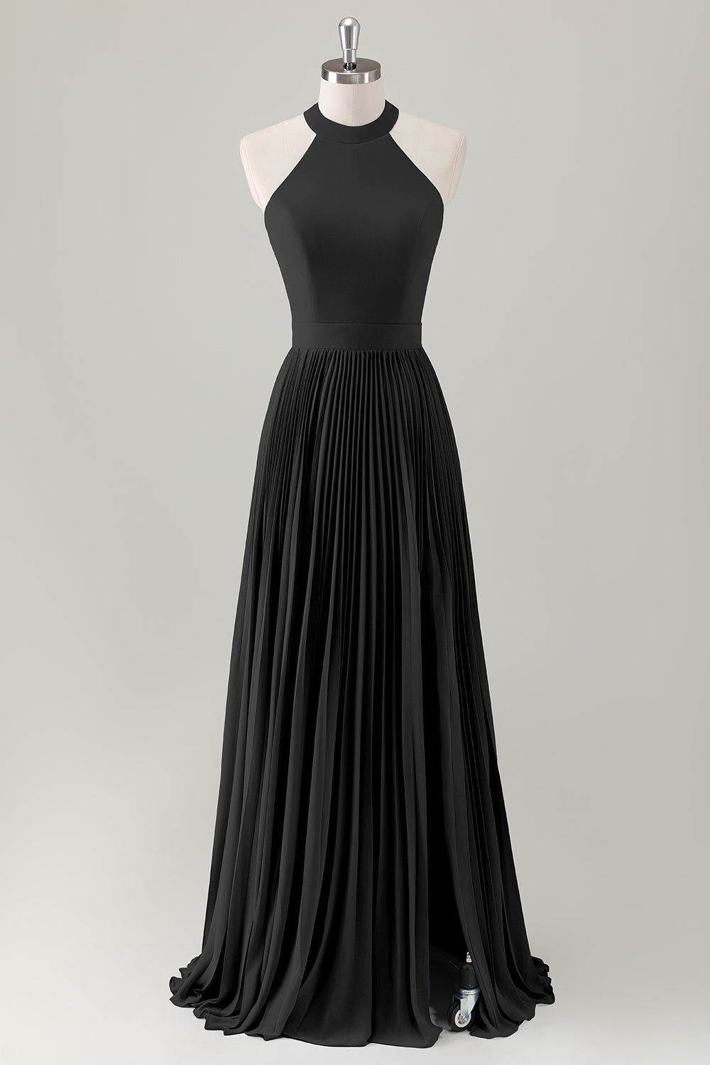 Dark Green A-Line Halter Long Bridesmaid Dress with Slit