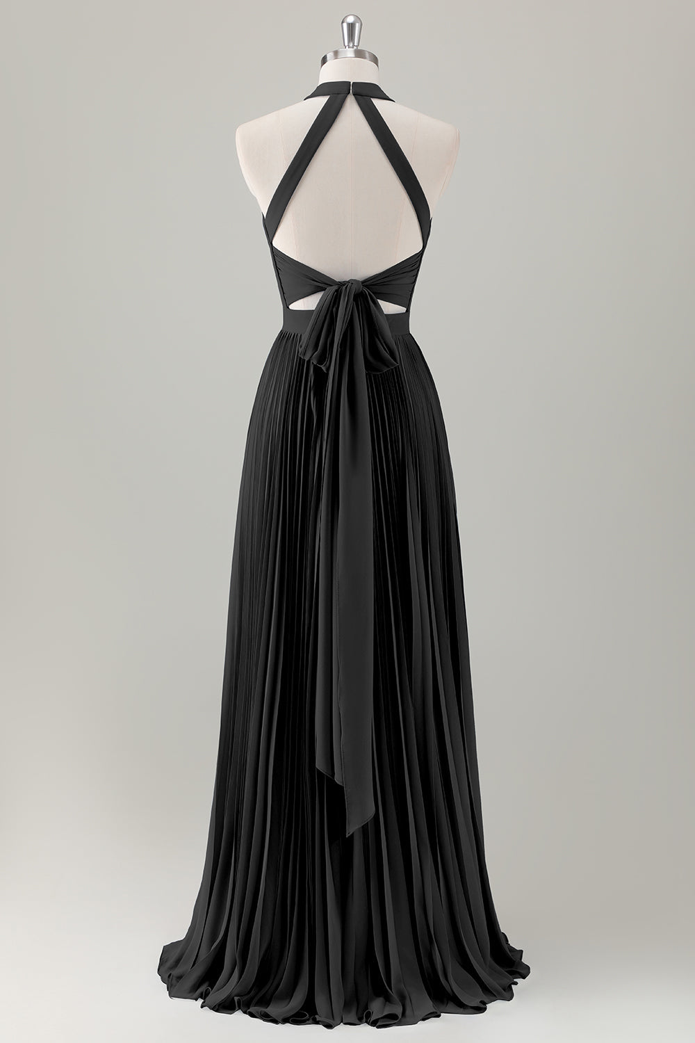 Dark Green A-Line Halter Long Bridesmaid Dress with Slit