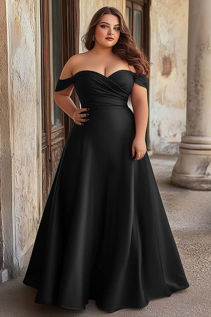 Burgundy Off the Shoulder Satin Long Prom Dress