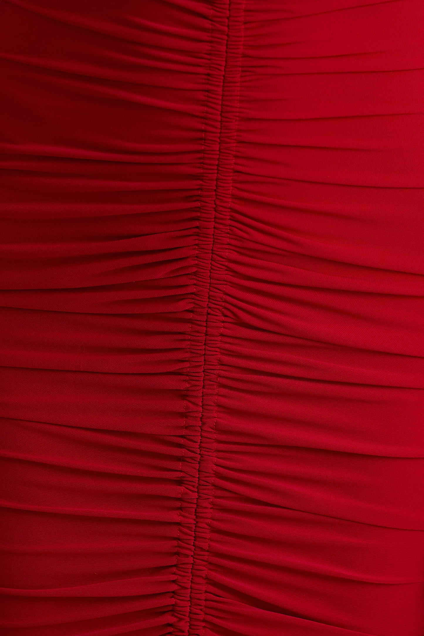 Jewel | Red Plunge-Neck Maxi Dress With Front Split and Ruched Detailing