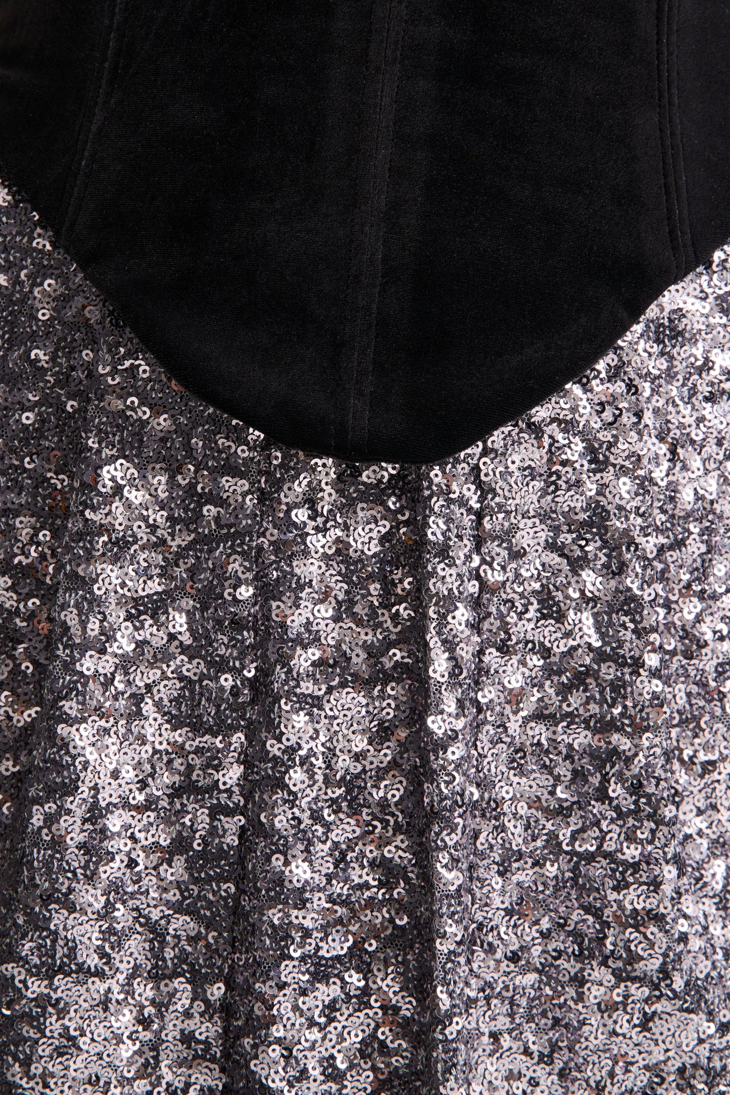 Aeris | Black Velvet And Silver Sequin Plunge-Neck Maxi Dress