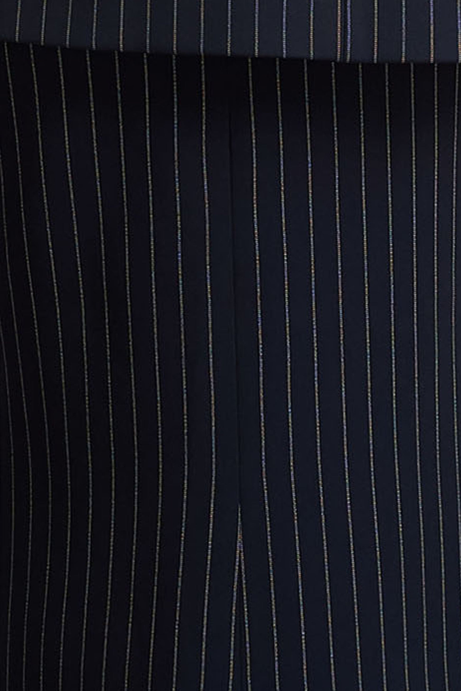 Elana | Navy Pinstripe Maxi Skirt With Front-High Split