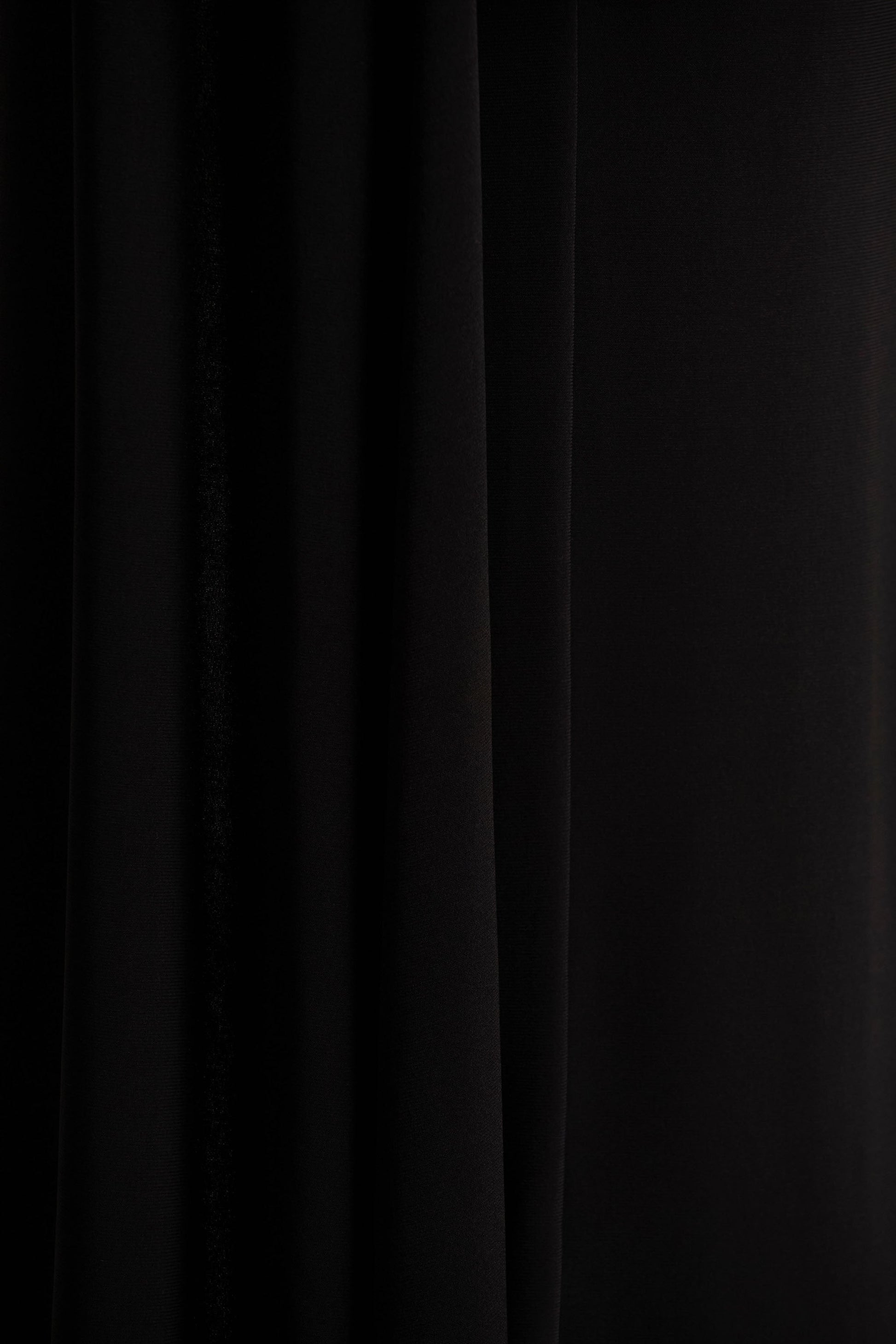 Dawn | Black High-Neck Maxi Dress With One Long Cape-Sleeve