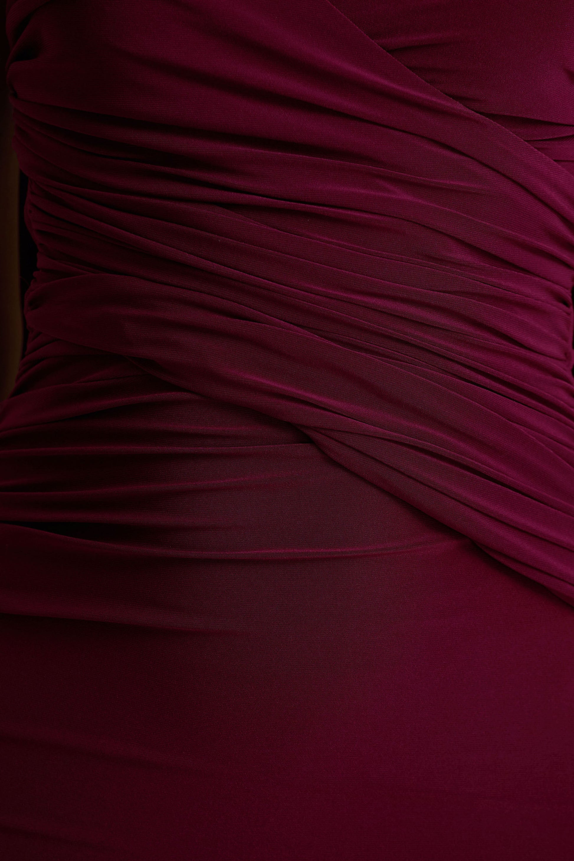 Leila | Burgundy Sweetheart Maxi Dress With Scarf