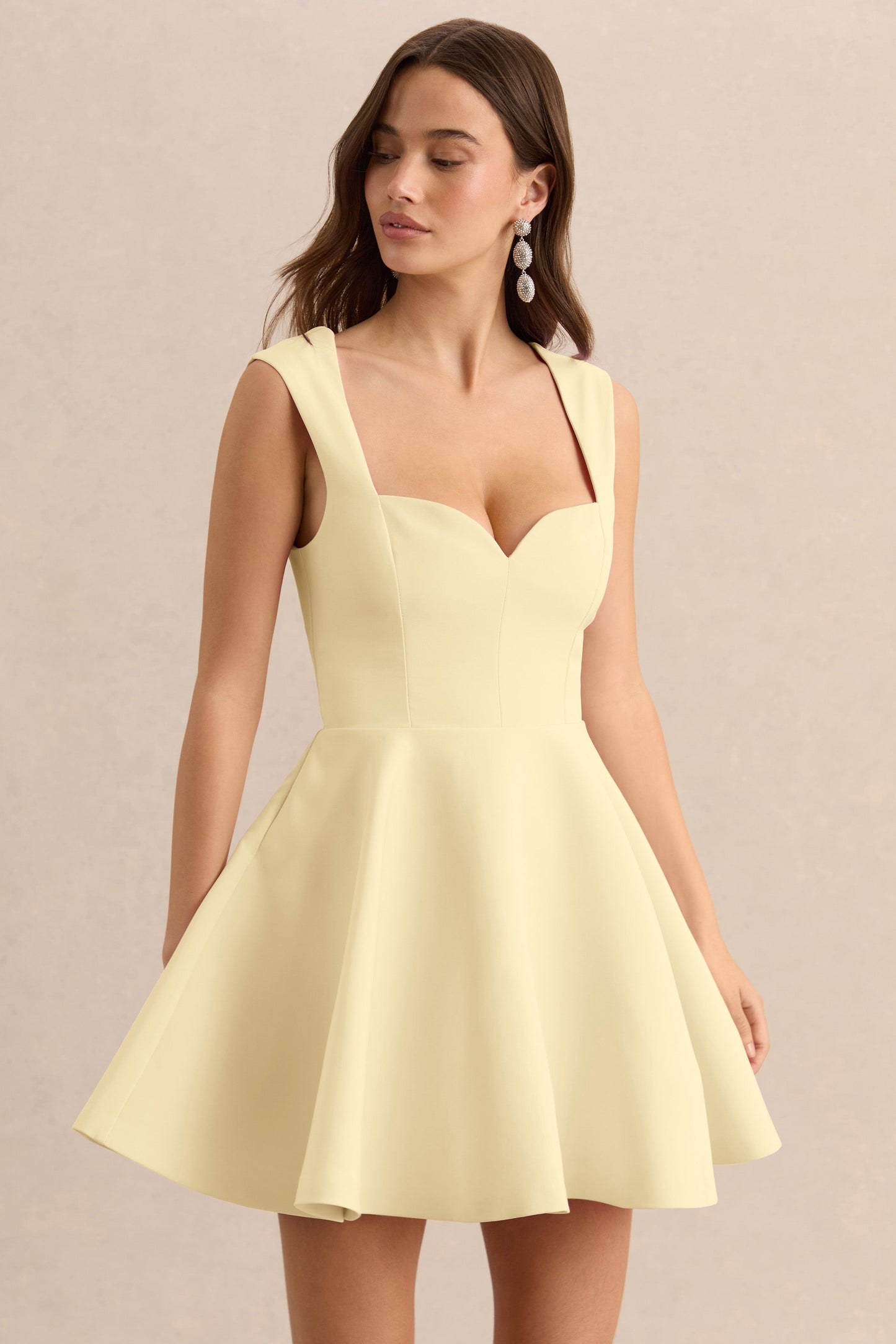 Katya | Lemon Sweetheart-Neck Skater Mini Dress