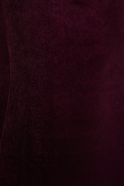 Emberlyn | Burgundy Velvet Scoop-Neck Fishtail Midi Dress