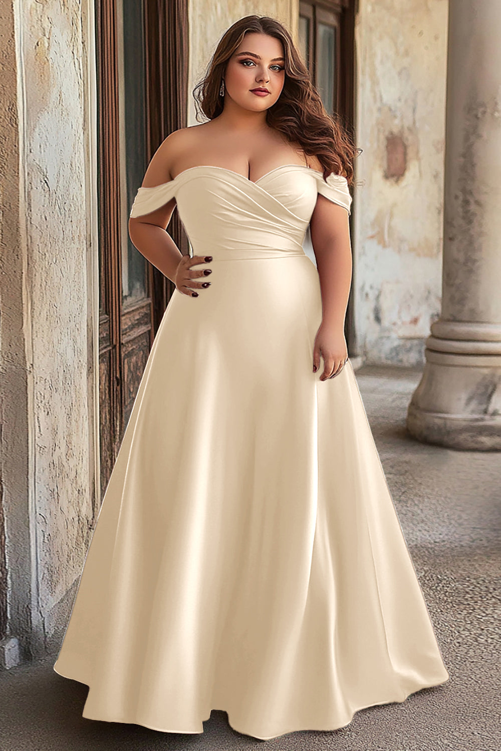 Burgundy Off the Shoulder Satin Long Prom Dress