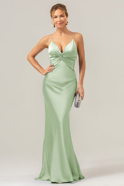 Purple Mermaid Spaghetti Straps Hollow Out Bridesmaid Dress