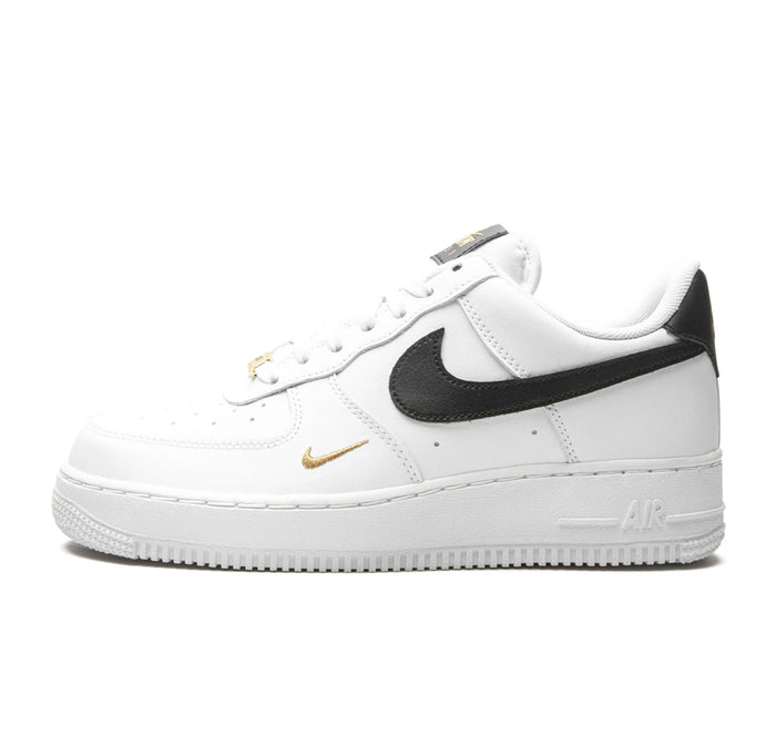 Nike Air Force 1 Low 07 Essential White Black Gold Mini Swoosh