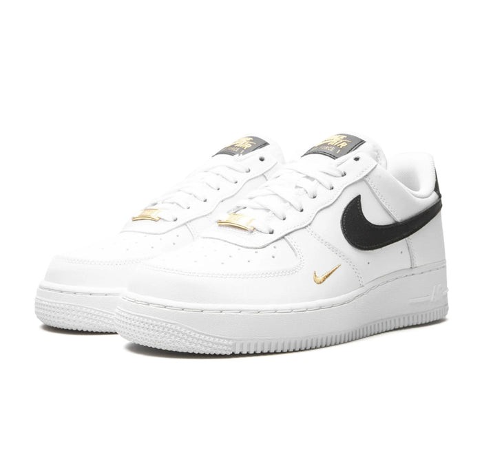 Nike Air Force 1 Low 07 Essential White Black Gold Mini Swoosh