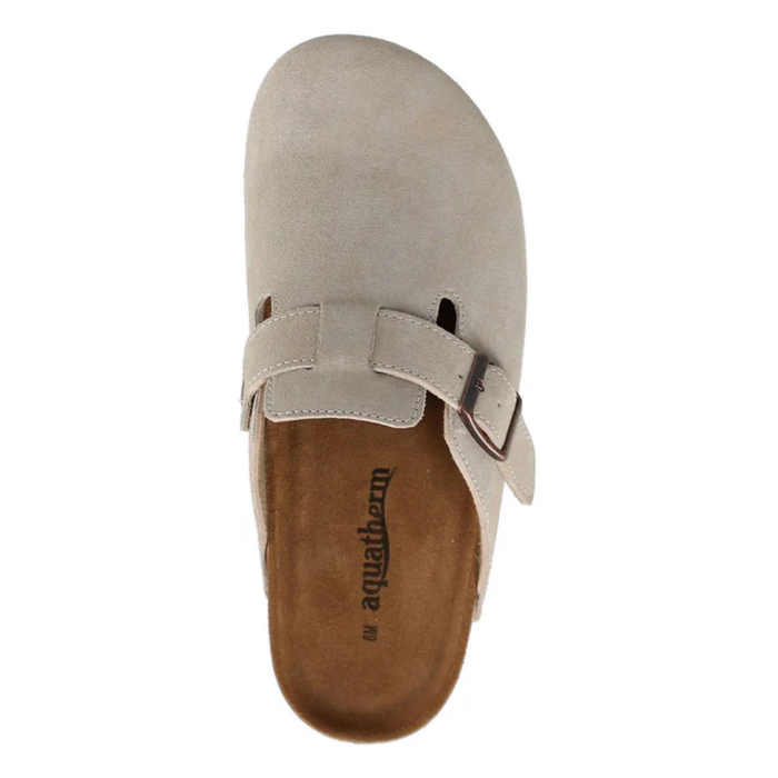 Aquatherm Women’s Suede Clogs Taupe Cork Midsole Comfort Sandals – 1773995