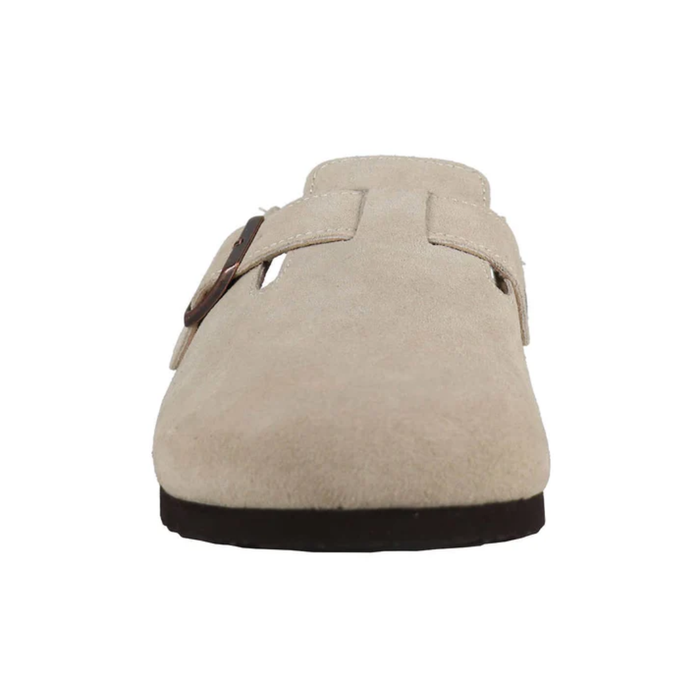 Aquatherm Women’s Suede Clogs Taupe Cork Midsole Comfort Sandals – 1773995
