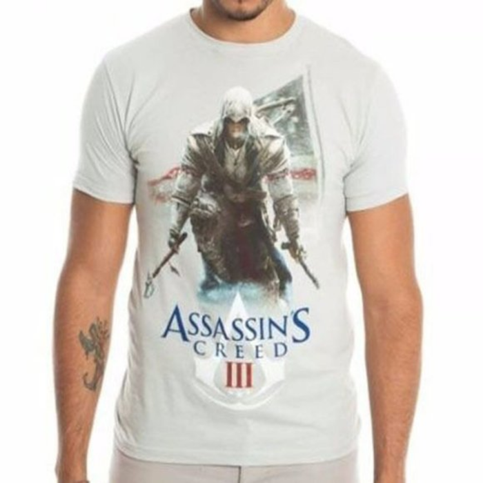 Assassin's Creed III Silver Logo Men’s T-Shirt – Light Grey