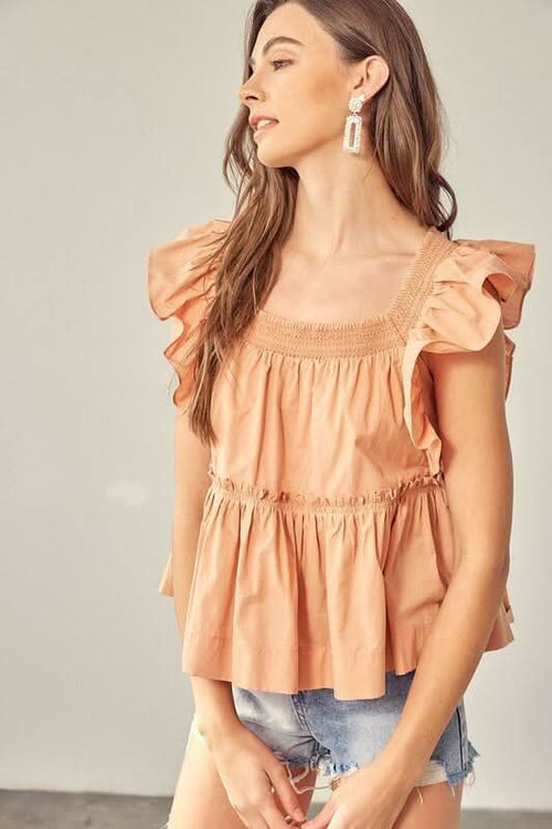Dani Apricot Ruffle Babydoll Top