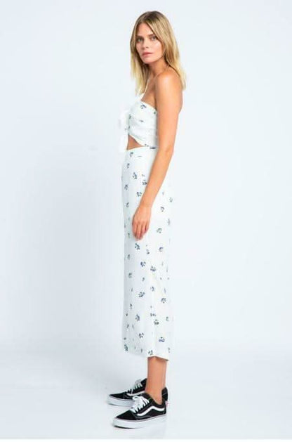 London Garden White Floral Print Double Tie-Front Jumpsuit