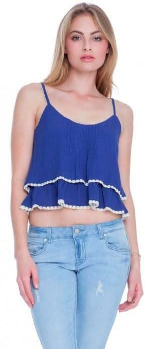 Let Me Decide Blue Ruffle Crop Top
