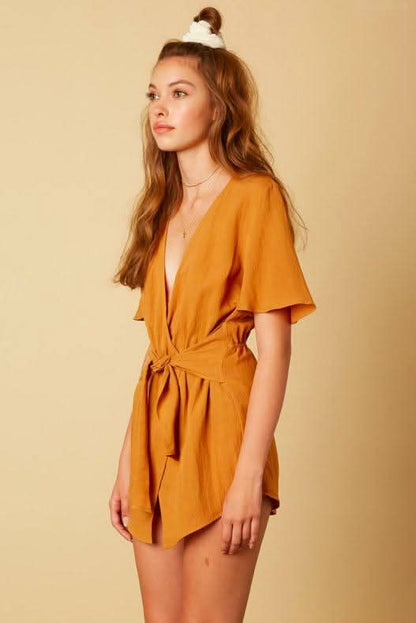 Falling For You Mustard Romper