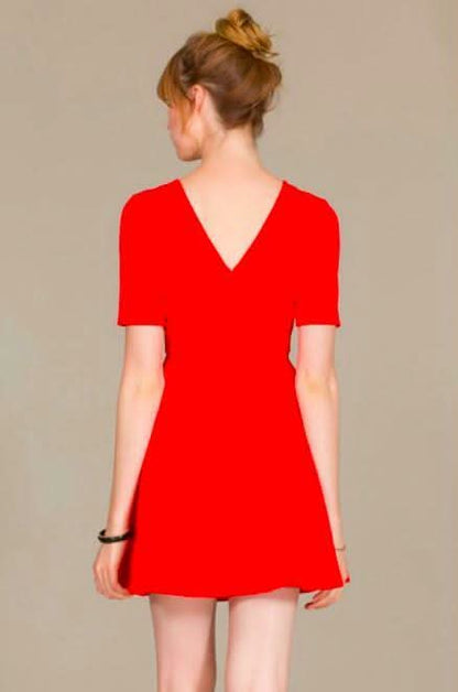 Maggie Red Crochet Trim Skater dress