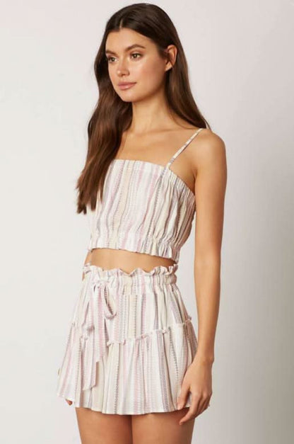 Lia Pink Striped Cropped Two-Piece Skort Set