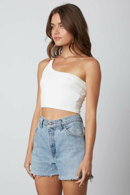 Desert Day White One-Shoulder Crop Top