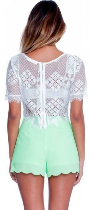 Lush Aztec Off White Lace Crop Top