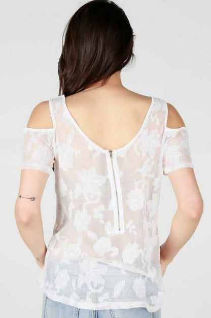 Daphne White Lace Cold Shoulder Top