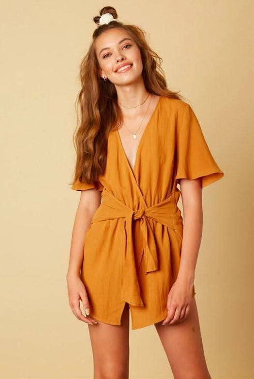 Falling For You Mustard Romper