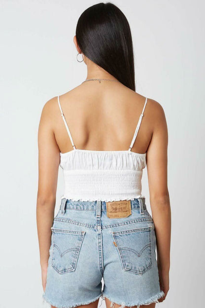 Hope White Smocked Cutout Crop Top