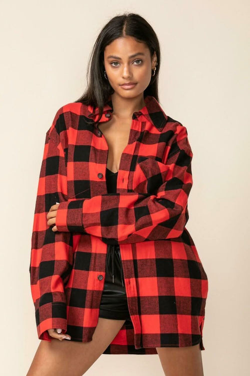 Gameday Red Buffalo Plaid Shacket