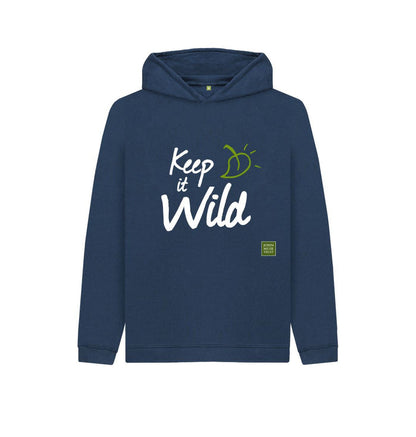 Navy Blue Keep it Wild Kid's Hoodie - Leaf