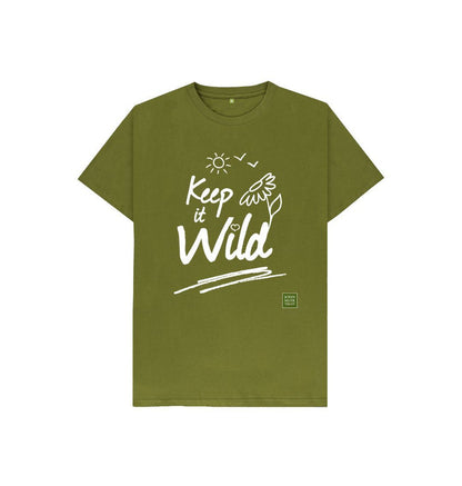 Moss Green Keep it Wild Kid's T-shirt - Sun