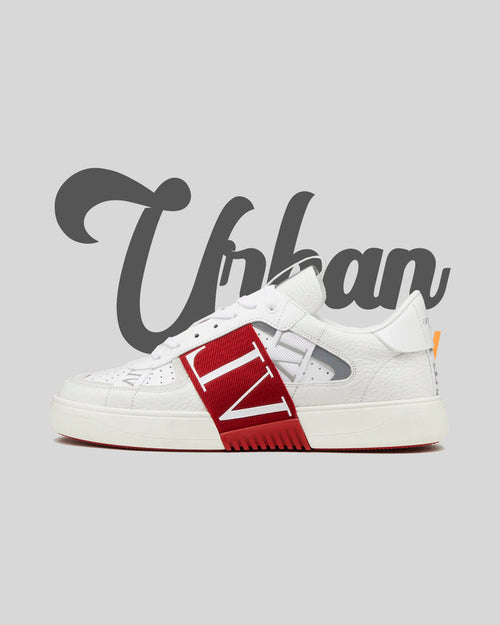Valentino Low-Top Calfskin White and Red
