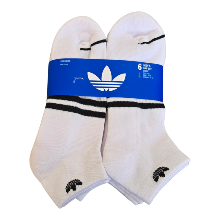 Adidas Originals Men's 3-Stripes Low Cut Socks 6 Pairs – White KL7168
