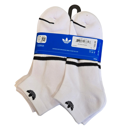 Adidas Originals Men's 3-Stripes Low Cut Socks 6 Pairs – White KL7168