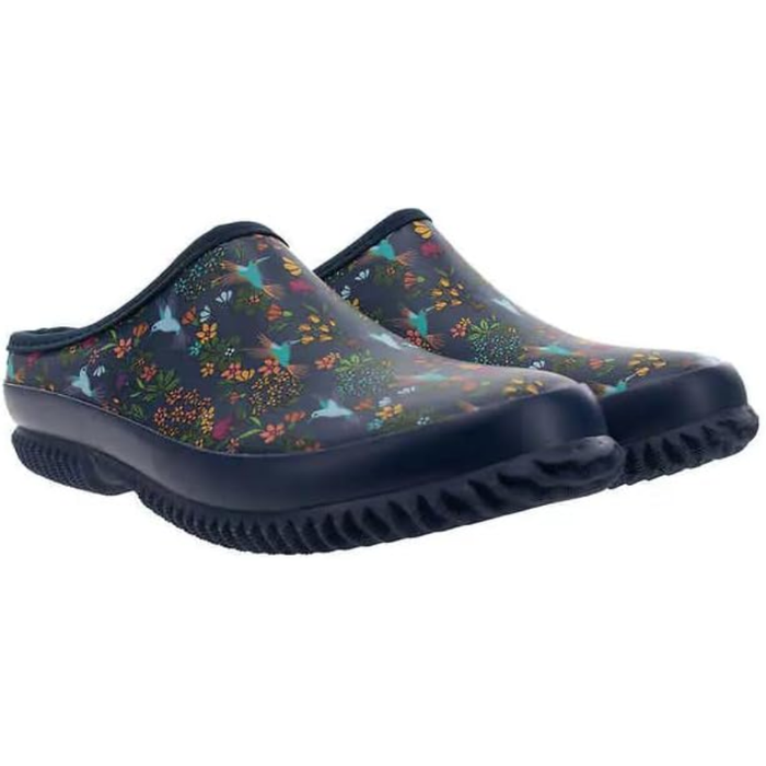 Women’s Waterproof Slip-On Garden Clog Hummingbird – Navy Blue